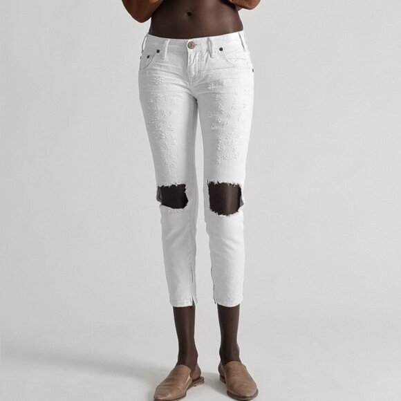 Revolve One Teaspoon White Freebirds Skinny Jeans Denim Ankle Zip lowrise Sz 26 - Picture 8 of 16